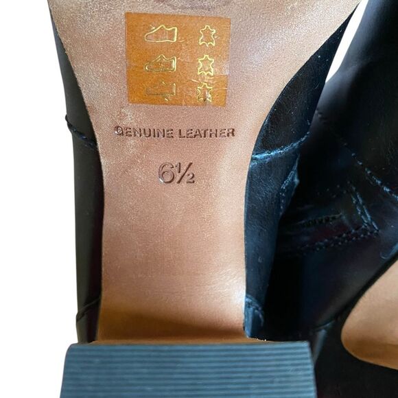 Madewell Sutton Leather Ankle Boots Booties Sz 6.5 Black Block Heel Side Zipper - Picture 14 of 14